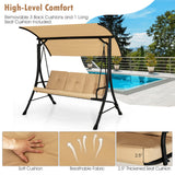 NNECW 3-Person Outdoor Porch Swing with Solid Steel Structure for Garden