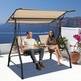 NNECW 2 seat Outdoor Patio Swing with Adjustable Canopy for Garden/Porch/Backyard