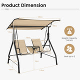 NNECW 2 seat Outdoor Patio Swing with Adjustable Canopy for Garden/Porch/Backyard