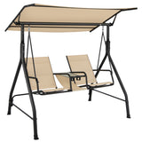 NNECW 2 seat Outdoor Patio Swing with Adjustable Canopy for Garden/Porch/Backyard