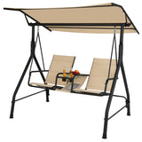 NNECW 2 seat Outdoor Patio Swing with Adjustable Canopy for Garden/Porch/Backyard