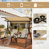 NNECW 2 seat Outdoor Patio Swing with Adjustable Canopy for Garden/Porch/Backyard
