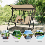 NNECW 2 seat Outdoor Patio Swing with Adjustable Canopy for Garden/Porch/Backyard