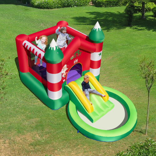 NNECW Christmas Themed Inflatable Bounce House with Slide & Trampoline with Blower