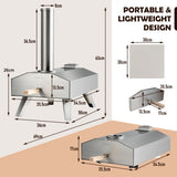 NNECW Foldable Stainless Steel Pizza Maker with Removable Wooden Handle