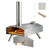 NNECW Foldable Stainless Steel Pizza Maker with Removable Wooden Handle