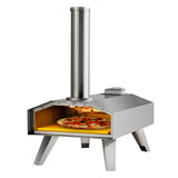 NNECW Foldable Stainless Steel Pizza Maker with Removable Wooden Handle