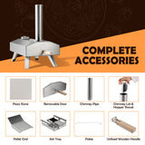 NNECW Foldable Stainless Steel Pizza Maker with Removable Wooden Handle
