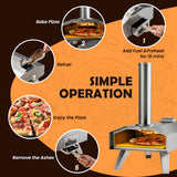 NNECW Foldable Stainless Steel Pizza Maker with Removable Wooden Handle
