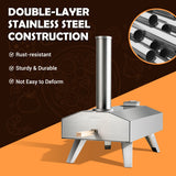 NNECW Foldable Stainless Steel Pizza Maker with Removable Wooden Handle