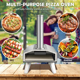 NNECW Foldable Stainless Steel Pizza Maker with Removable Wooden Handle