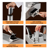 NNECW Foldable Stainless Steel Pizza Maker with Removable Wooden Handle