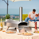 NNECW Foldable Stainless Steel Pizza Maker with Removable Wooden Handle