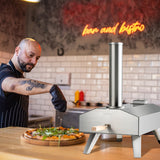 NNECW Foldable Stainless Steel Pizza Maker with Removable Wooden Handle