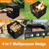 NNECW 4-in-1 Multipurpose Outdoor Pizza Oven with 2-Layer Detachable Grill Oven & Fire Pit