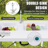 NNECW Folding Fish Fillet Station with 2 Built-in Sinks for Camping