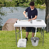 NNECW Folding Fish Fillet Station with 2 Built-in Sinks for Camping