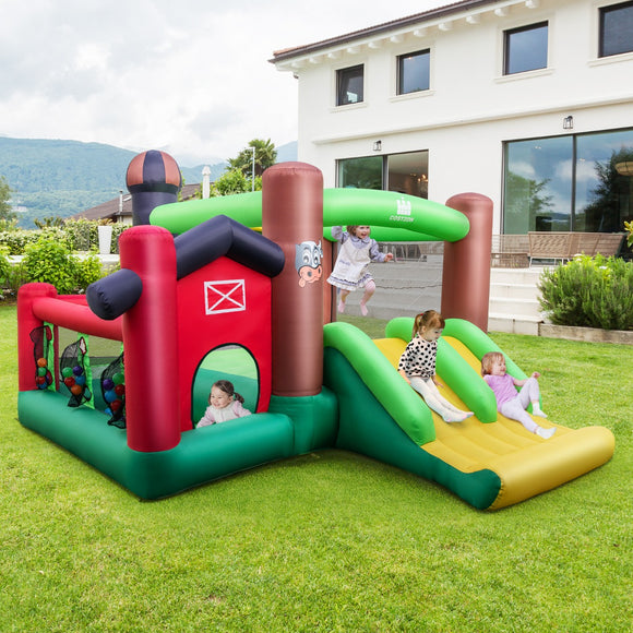 NNECW Inflatable Bounce House with Double Slides for Outdoor Use with Blower