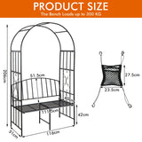 NNECW Steel Garden Arch with 2-Seat Bench for Climbing Plants