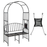 NNECW Steel Garden Arch with 2-Seat Bench for Climbing Plants