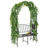NNECW Steel Garden Arch with 2-Seat Bench for Climbing Plants