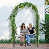 NNECW Steel Garden Arch with 2-Seat Bench for Climbing Plants