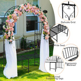 NNECW Steel Garden Arch with 2-Seat Bench for Climbing Plants