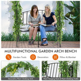 NNECW Steel Garden Arch with 2-Seat Bench for Climbing Plants