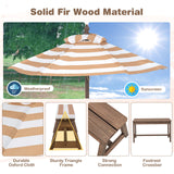 NNECW Kids Table &amp Bench Set with Umbrella &amp Cushions for Indoor Outdoor Activity-Brown