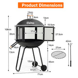 NNECW Rolling Wood Burning Firepit with Wheels & Handle for Camping