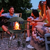 NNECW Rolling Wood Burning Firepit with Wheels & Handle for Camping