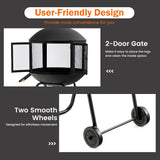 NNECW Rolling Wood Burning Firepit with Wheels & Handle for Camping