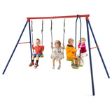 NNECW 2-in-1 Outdoor Swing Set with Adjustable Height for Kids