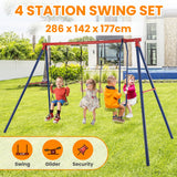 NNECW 2-in-1 Outdoor Swing Set with Adjustable Height for Kids