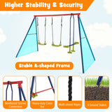 NNECW 2-in-1 Outdoor Swing Set with Adjustable Height for Kids