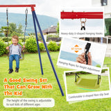 NNECW 2-in-1 Outdoor Swing Set with Adjustable Height for Kids
