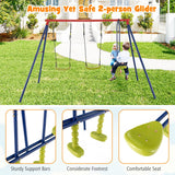 NNECW 2-in-1 Outdoor Swing Set with Adjustable Height for Kids