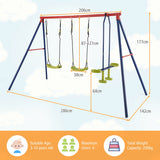 NNECW 2-in-1 Outdoor Swing Set with Adjustable Height for Kids