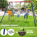 NNECW 3-in-1 Outdoor Swing Set with Ground Stakes for Garden/Backyard/Park