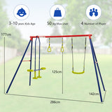 NNECW 3-in-1 Outdoor Swing Set with Ground Stakes for Garden/Backyard/Park
