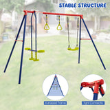 NNECW 3-in-1 Outdoor Swing Set with Ground Stakes for Garden/Backyard/Park