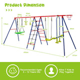 NNECW Outdoor Swing Set with Climbing Ladder for Kids