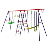 NNECW Outdoor Swing Set with Climbing Ladder for Kids