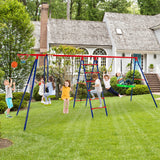 NNECW Outdoor Swing Set with Climbing Ladder for Kids