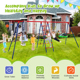 NNECW Outdoor Swing Set with Climbing Ladder for Kids