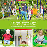 NNECW Outdoor Swing Set with Climbing Ladder for Kids