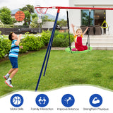 NNECW 7-in-1 Outdoor Swing Set with Ground Stakes for Garden/Backyard/Park