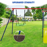 NNECW 7-in-1 Outdoor Swing Set with Ground Stakes for Garden/Backyard/Park