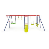 NNECW 7-in-1 Outdoor Swing Set with Ground Stakes for Garden/Backyard/Park