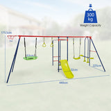 NNECW 7-in-1 Outdoor Swing Set with Ground Stakes for Garden/Backyard/Park